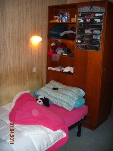 My bed and one side of my closet.